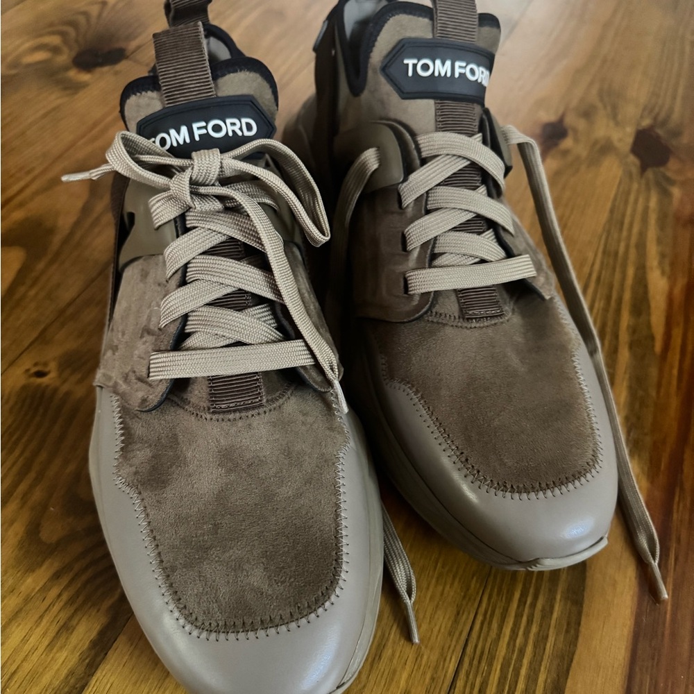 Tom Ford Men's Taupe and Brown Sneakers